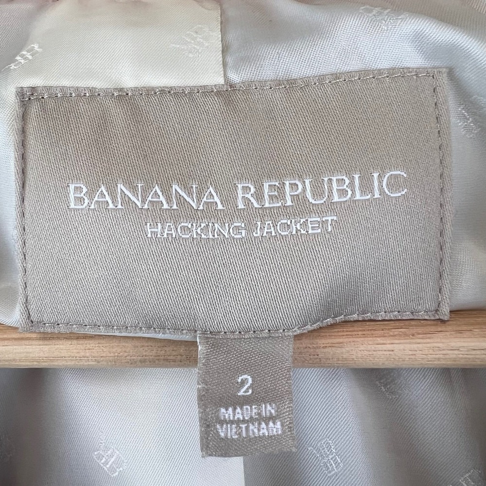 Banana Republic Jacket Blazer Wool Blend Tan Gold Button Size 2 - Picture 5 of 12